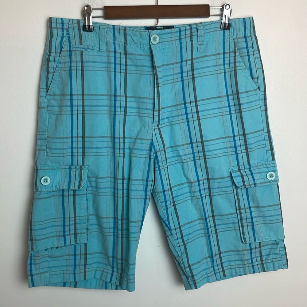 Mens Eddie Domani Cargo Shorts Size 36 Color Blue Stripes Blue & Grey